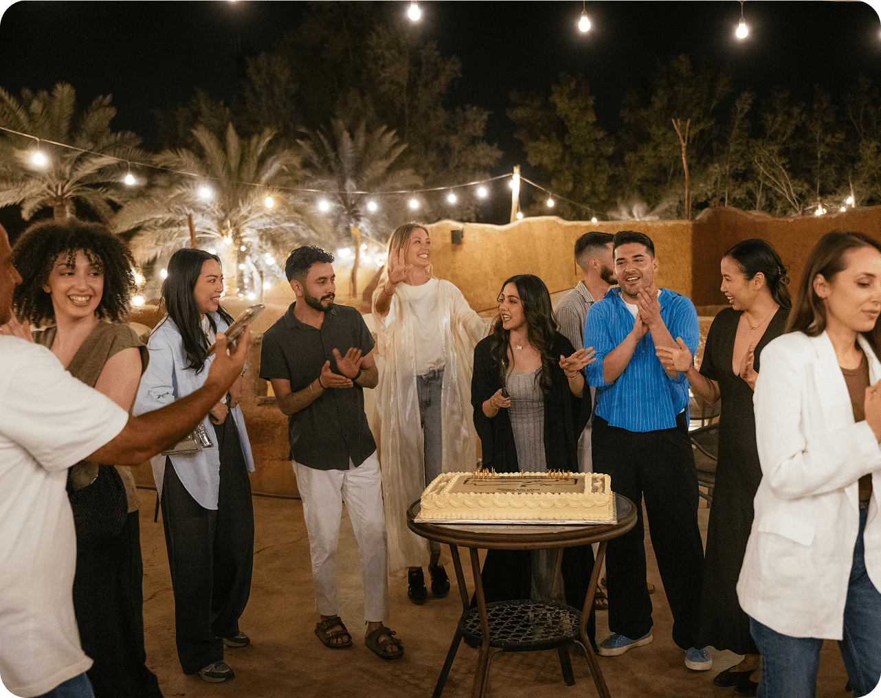 Friends gathered for night celebration