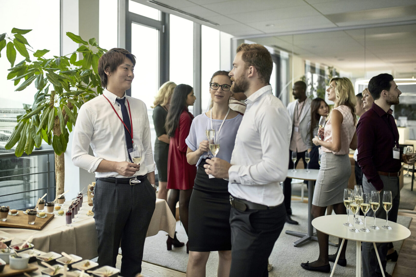 Office party with diverse professionals