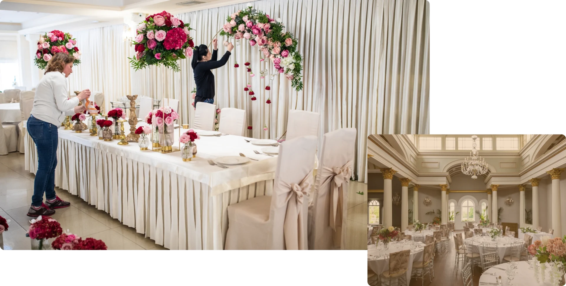 Wedding venue with floral decorations