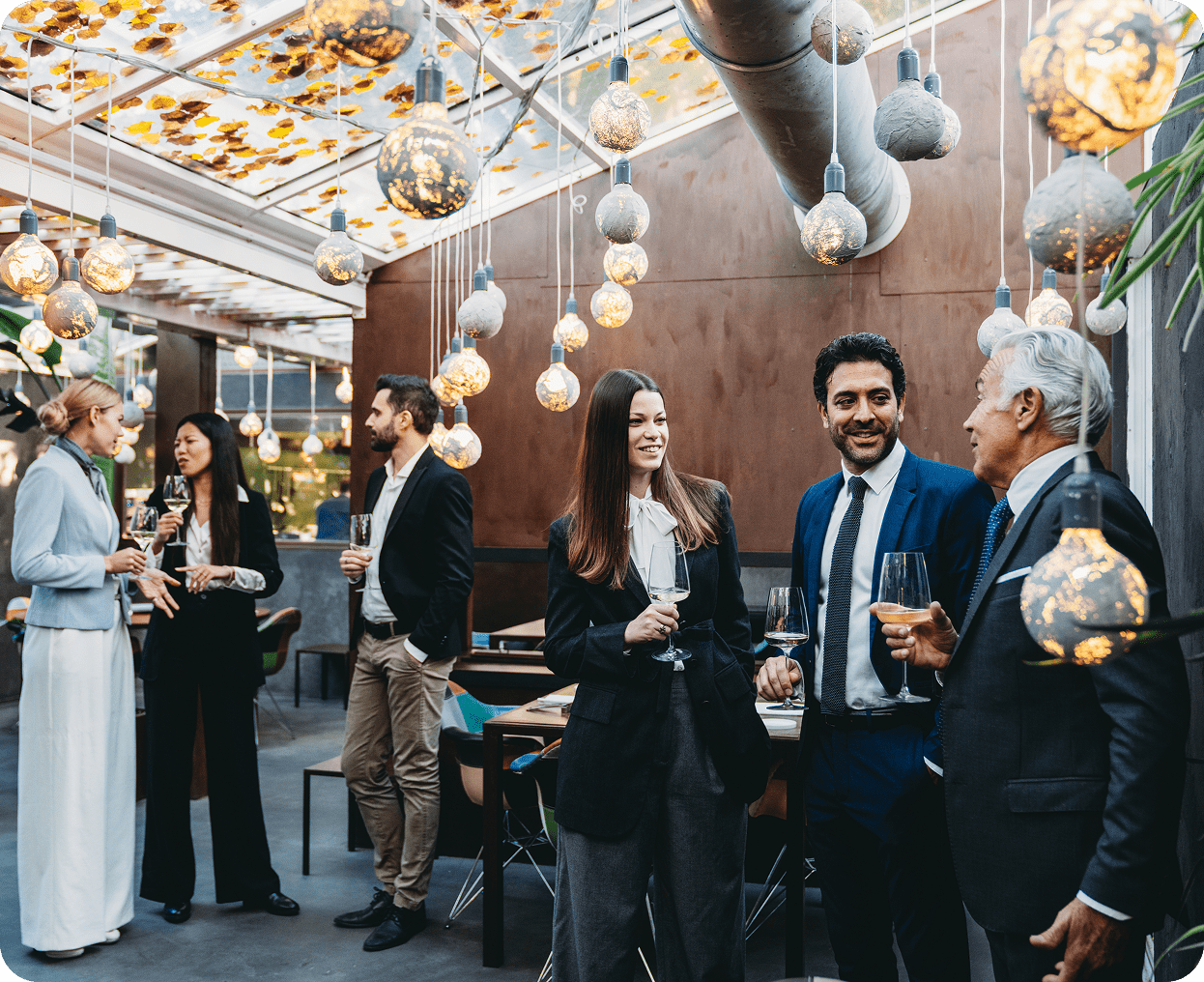 People mingling at a stylish venue