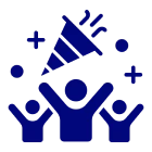 Celebration icon with confetti and people